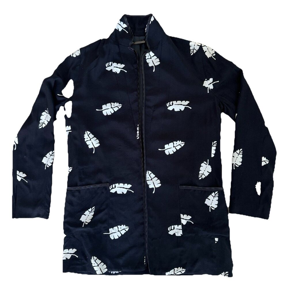 Capulet Leaf Print Jacket XS Black White Botanical Lightweight Chic Boutique